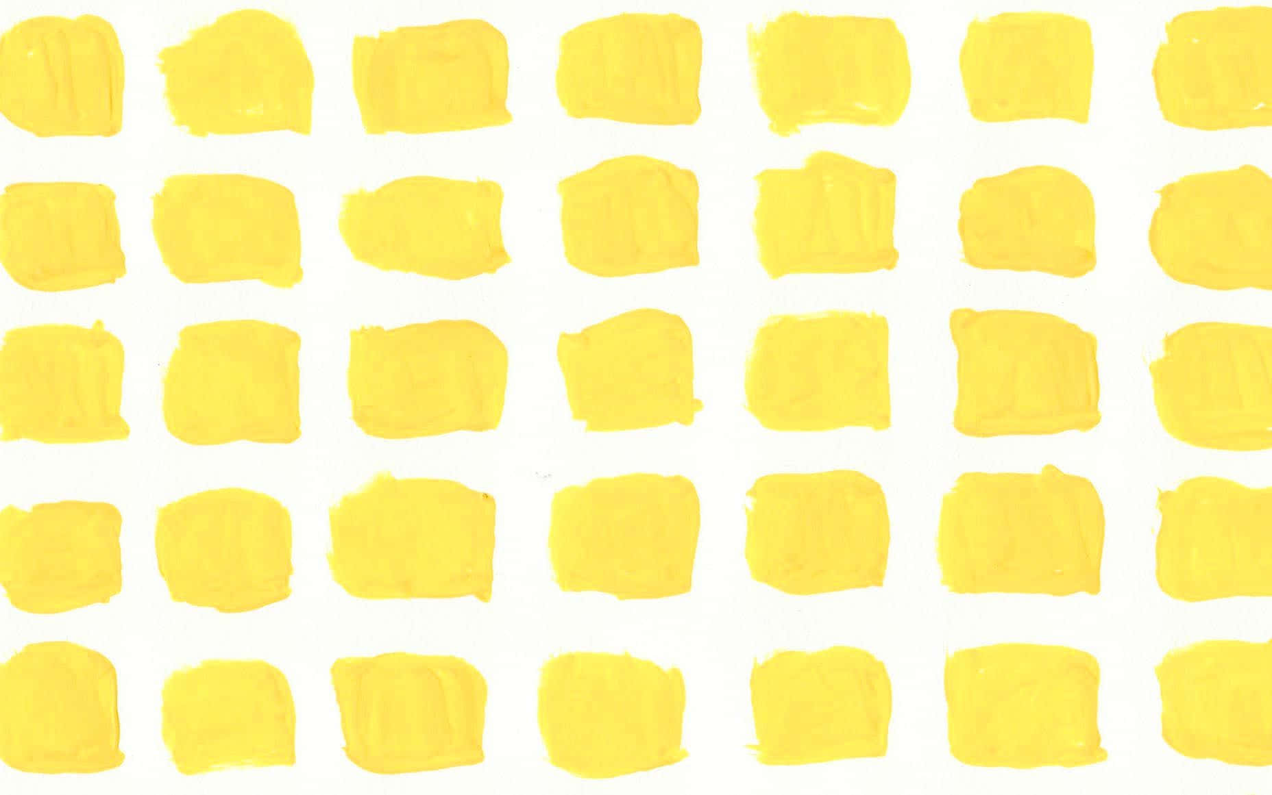 Cute Yellow Desktop 桌布 壁紙 — 白色背景上帶有紋理的黃色油漆筆觸網格，營造出大膽的極簡圖案。