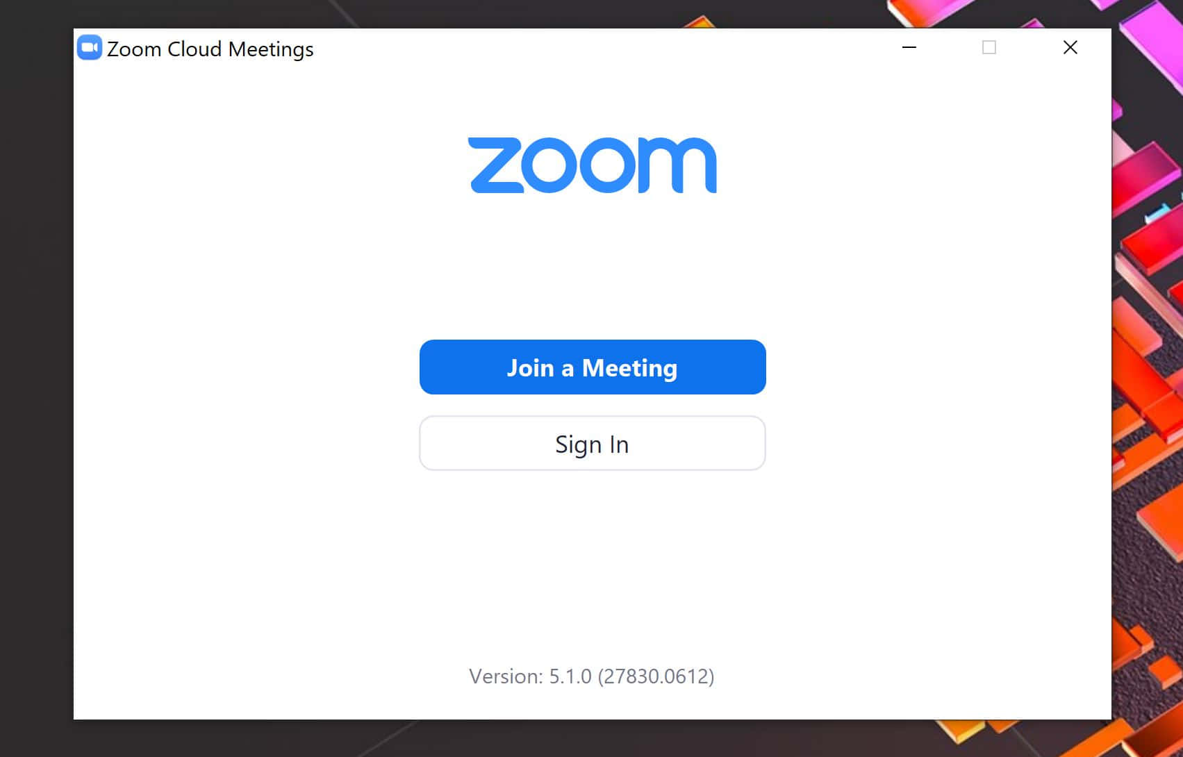 帶有加入和登入按鈕的Zoom Cloud Meetings應用程式介面。 — 放大 壁紙