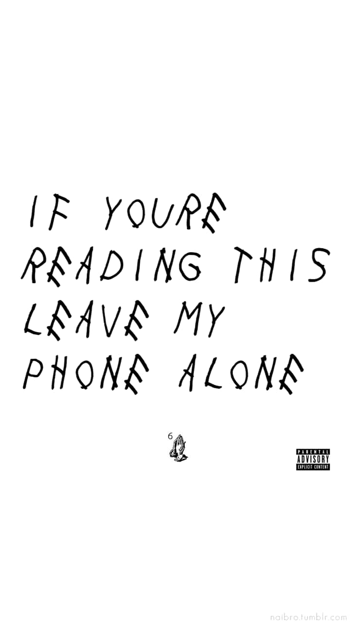 桌布 壁紙 — 白色背景上手寫文字寫著「IF YOU'RE READING THIS LEAVE MY PHONE ALONE」，附有一個細小的祈禱手圖示和家長指引標籤。