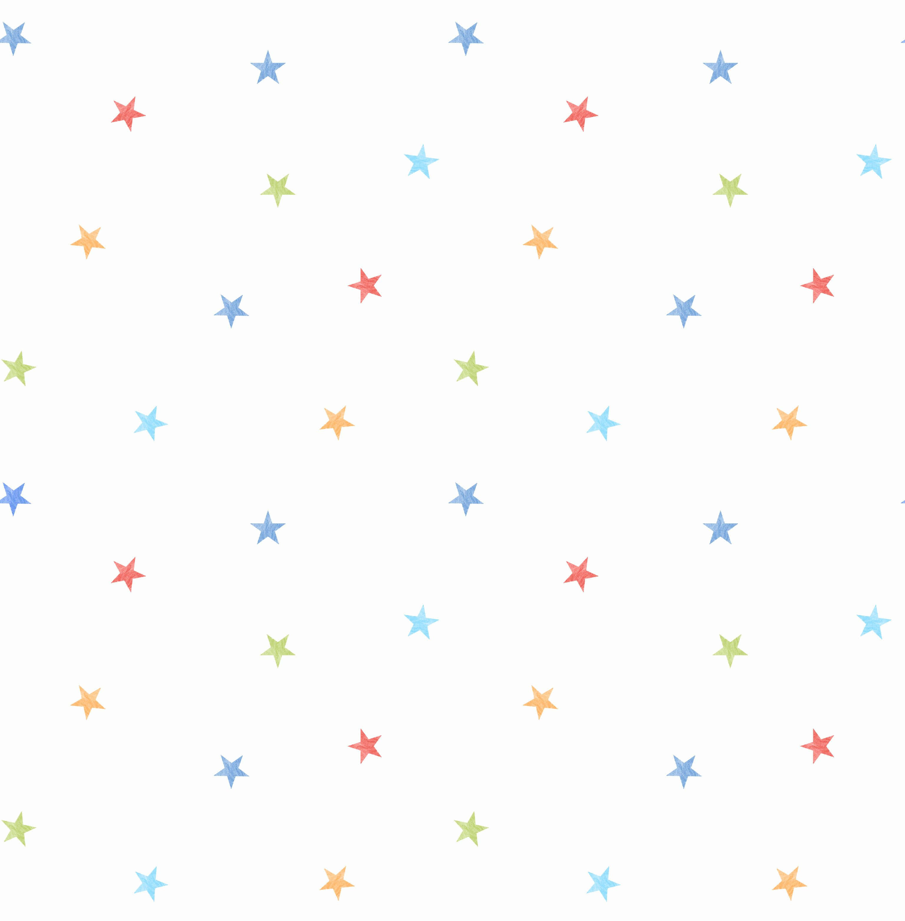Stars 桌布 壁紙 — 白色背景上散落著紅色、藍色、綠色和橙色的彩色星星。