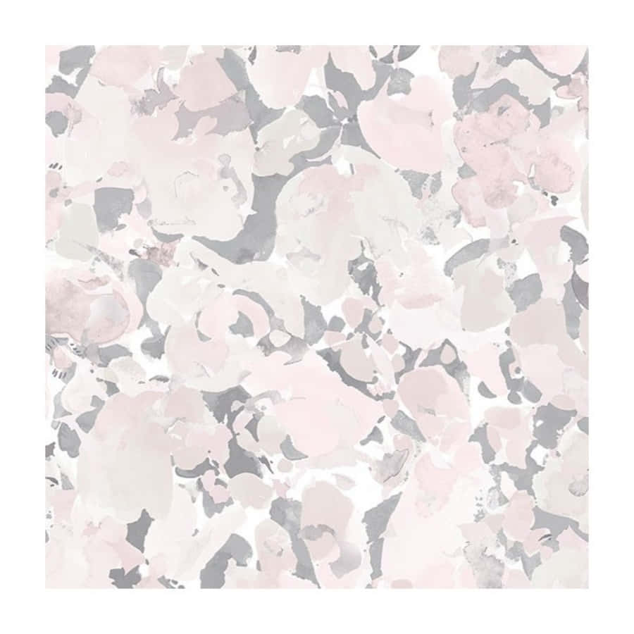 Gray And Pink 桌布 壁紙 — 白色背景上柔和的水彩花卉圖案，粉紅色和灰色，帶有抽象筆觸。