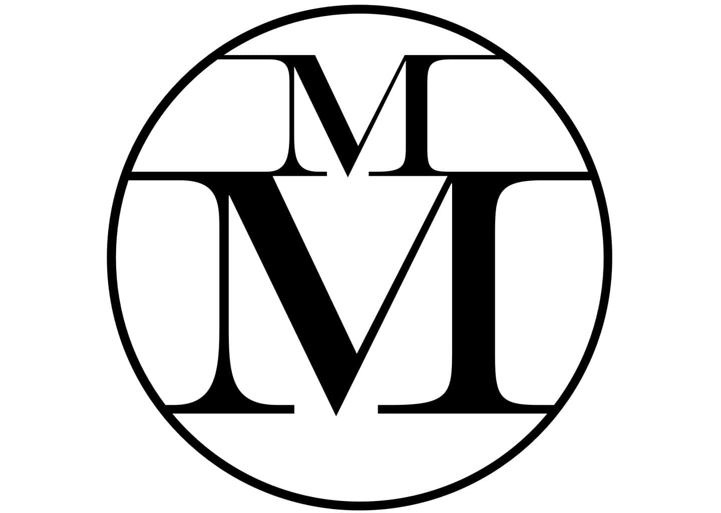 標誌 桌布 壁紙 — 白色背景上極簡圓形標誌中的粗體黑色字母「MT」。