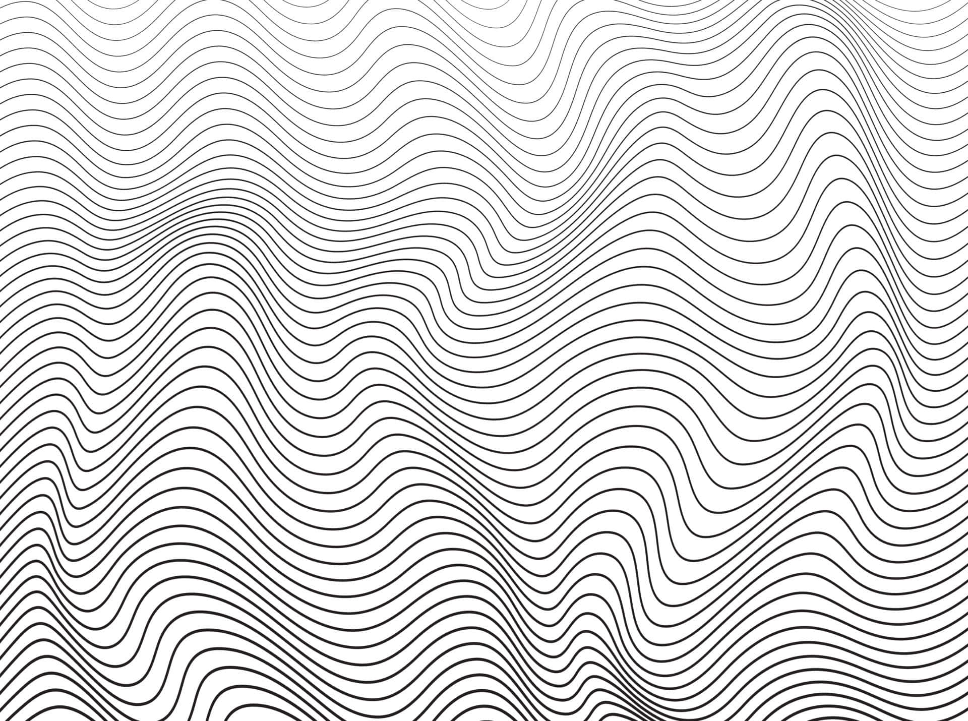 White Pattern 桌布 壁紙 — 白色背景上流動的黑色波浪線抽象圖案，營造出催眠般的視覺節奏。