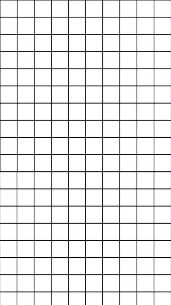 White Grid Aesthetic 桌布 壁紙 — 白色背景上由細黑線組成的簡約網格圖案。