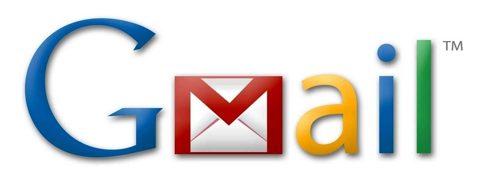 Gmail 動圖 桌布 壁紙 — 白色背景上的 Gmail 標誌，具有標誌性的多色字母和紅色信封圖標。