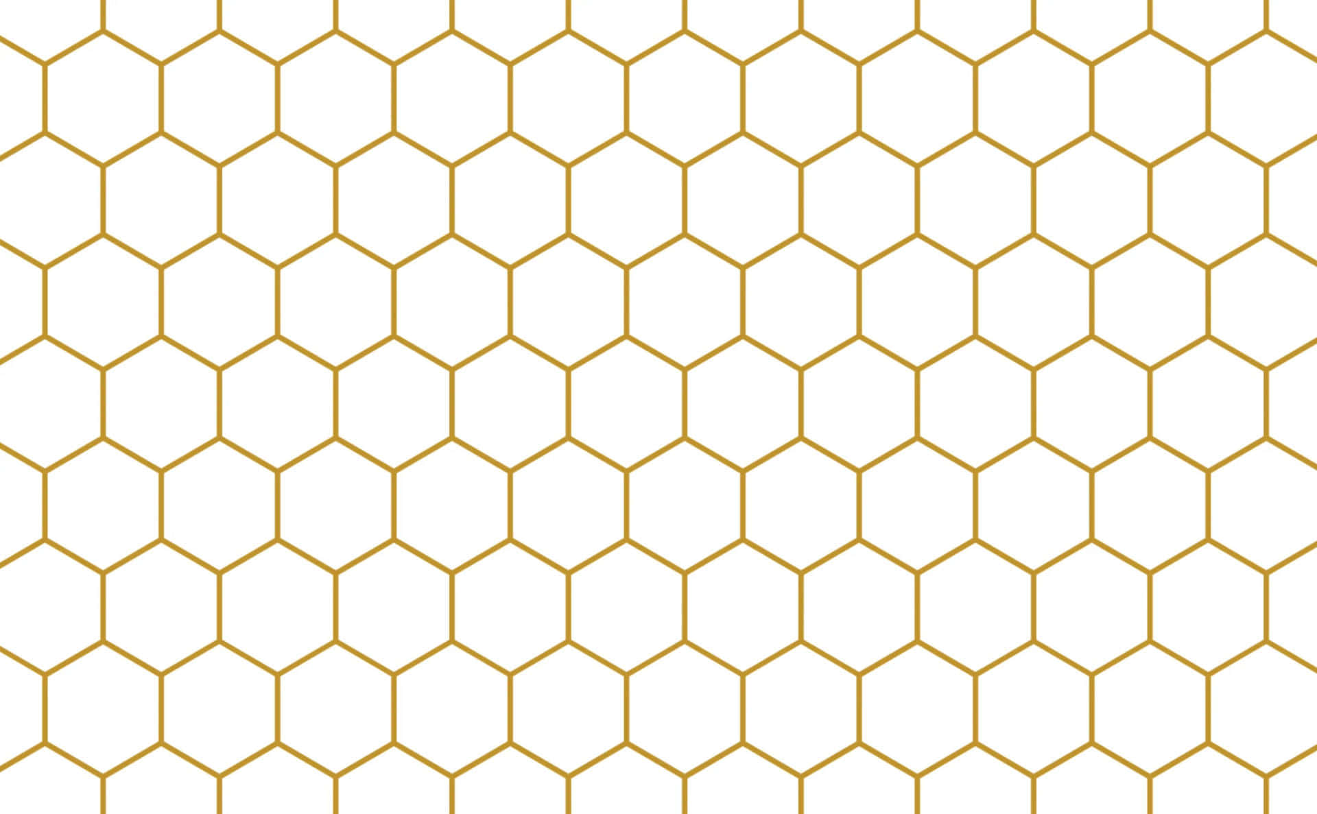 Honeycomb 桌布 壁紙 — 白色背景上的金色六角形極簡圖案，營造出乾淨的幾何壁紙設計。