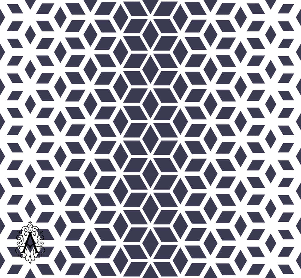 Geometric Pattern 桌布 壁紙 — 白色背景上重複的海軍藍菱形幾何圖案，營造出大膽的現代壁紙設計。