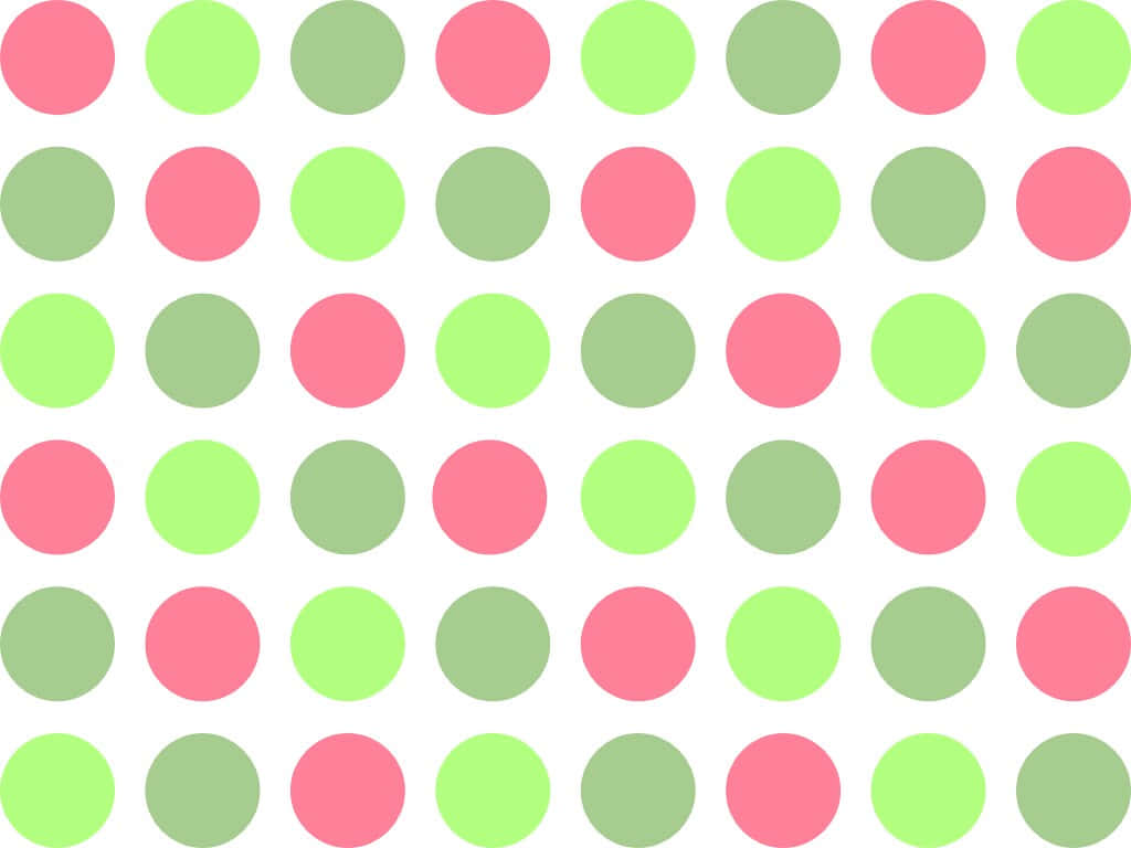 Polka Dot 桌布 壁紙 — 白色背景上重複的粉紅萊姆和鼠尾草綠色圓形圖案。