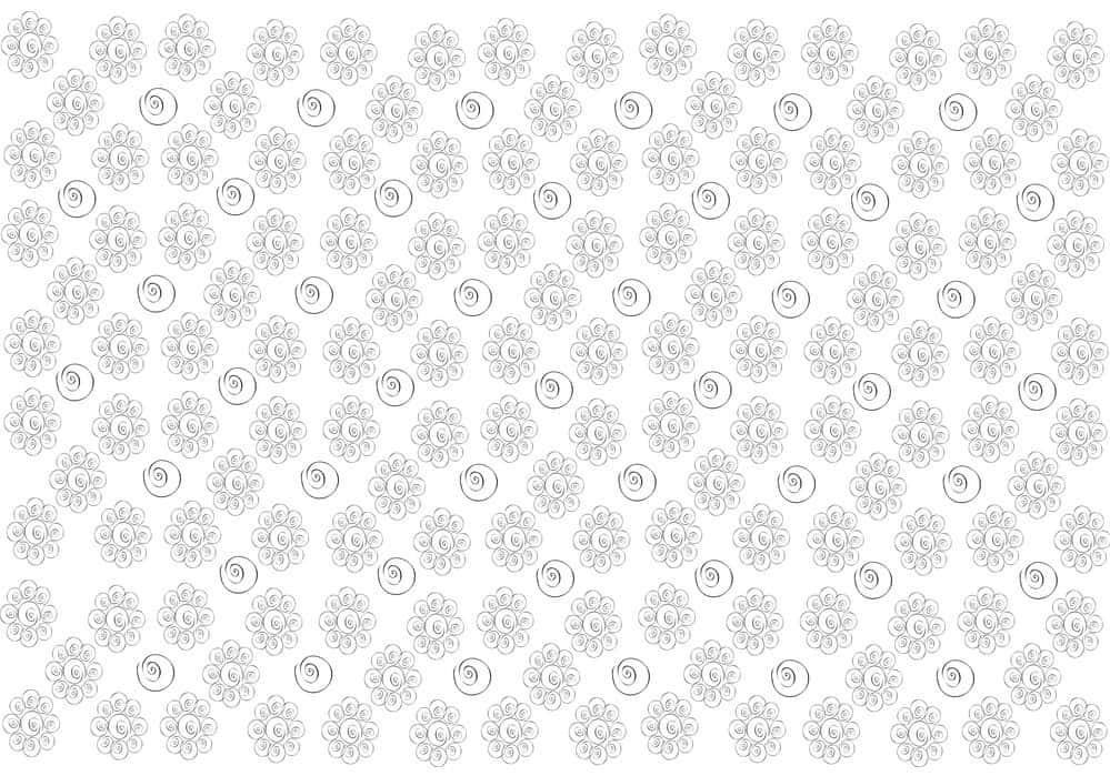 Beautiful Pattern 桌布 壁紙 — 白色背景上重複的細膩黑色線條花朵和漩渦圖案。