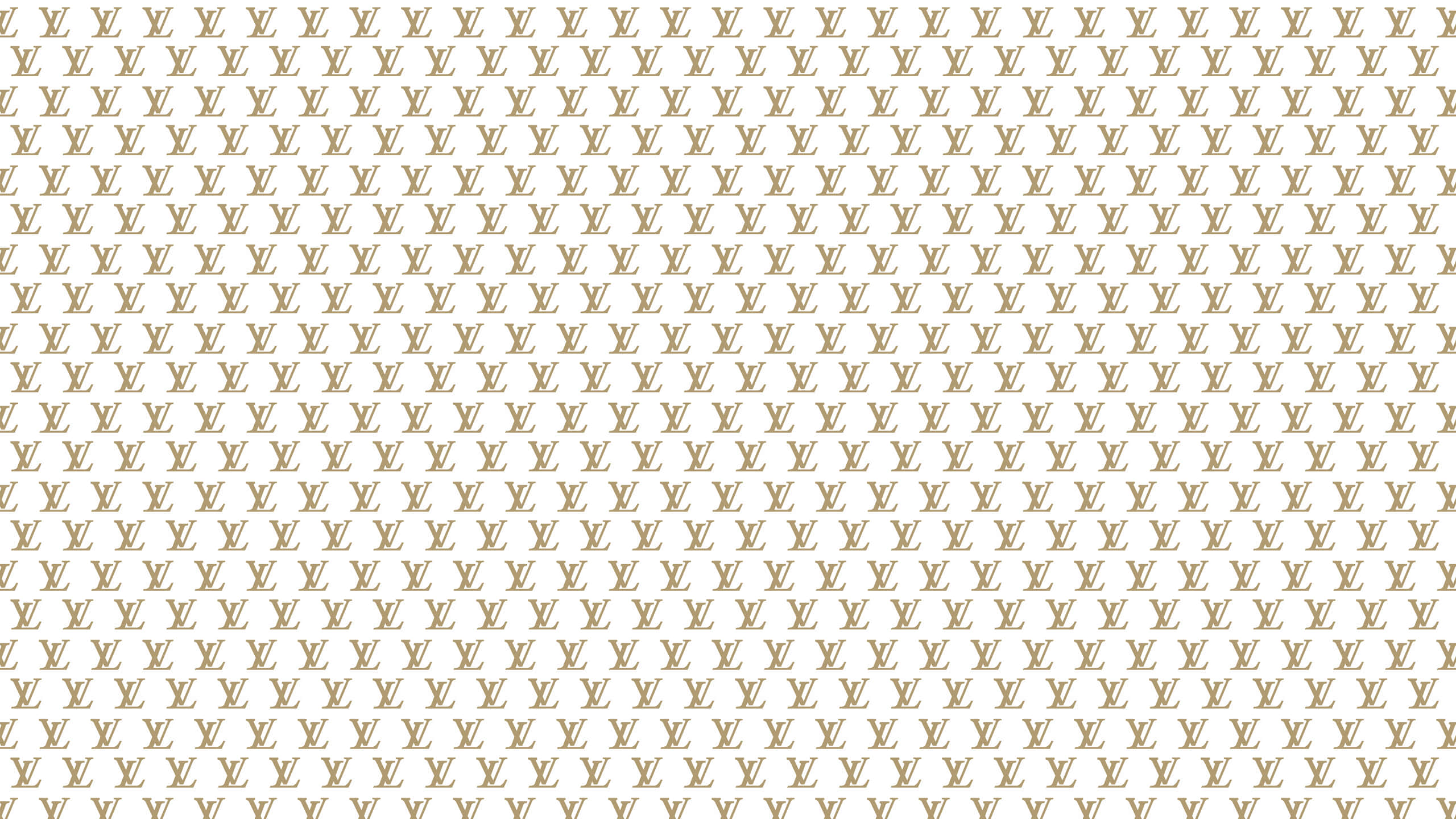 Gold And White 桌布 壁紙 — 白色背景上重複的金色字母組合圖案，營造出奢華質感的壁紙設計。