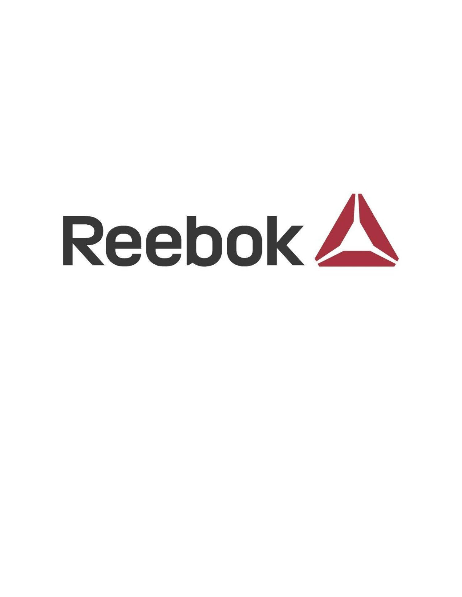 銳步 桌布 壁紙 — 白色背景上黑色文字和紅色三角形的Reebok標誌。