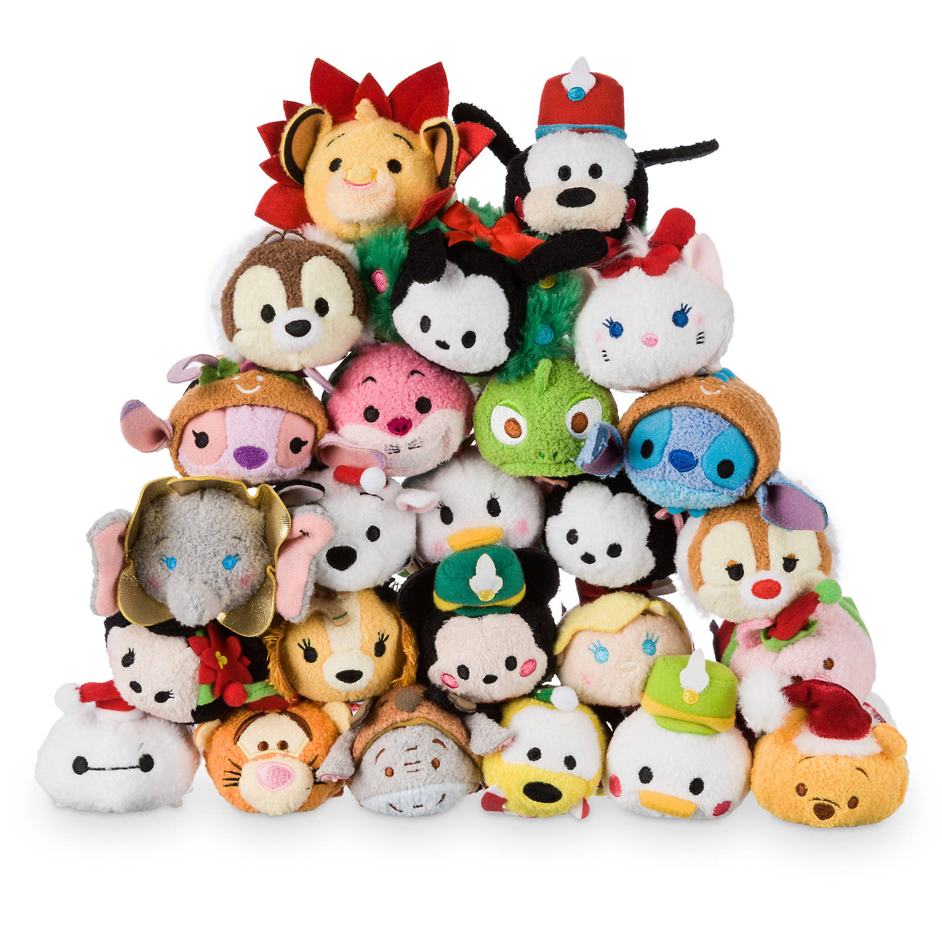 一堆穿著節日服裝的迪士尼 Tsum Tsum 毛絨角色。 — Tsum tsum 壁紙