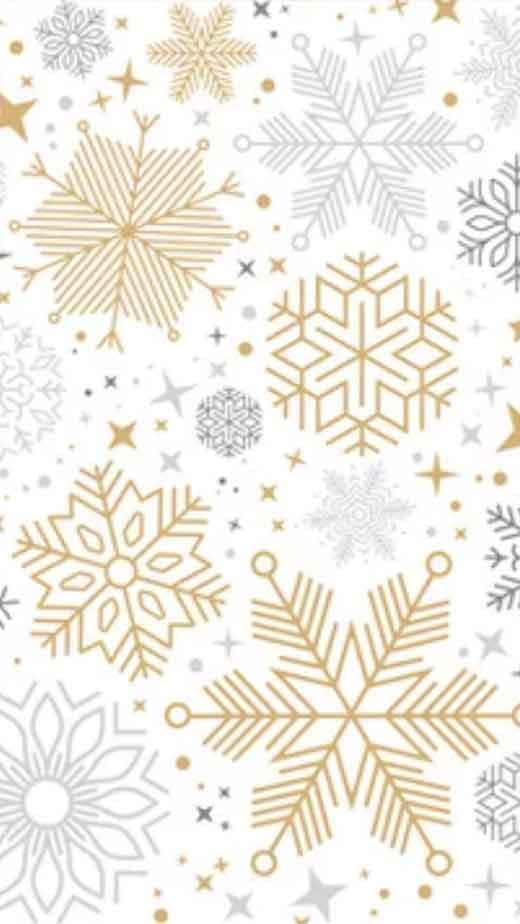 白色與金色的雪花圖案 壁紙