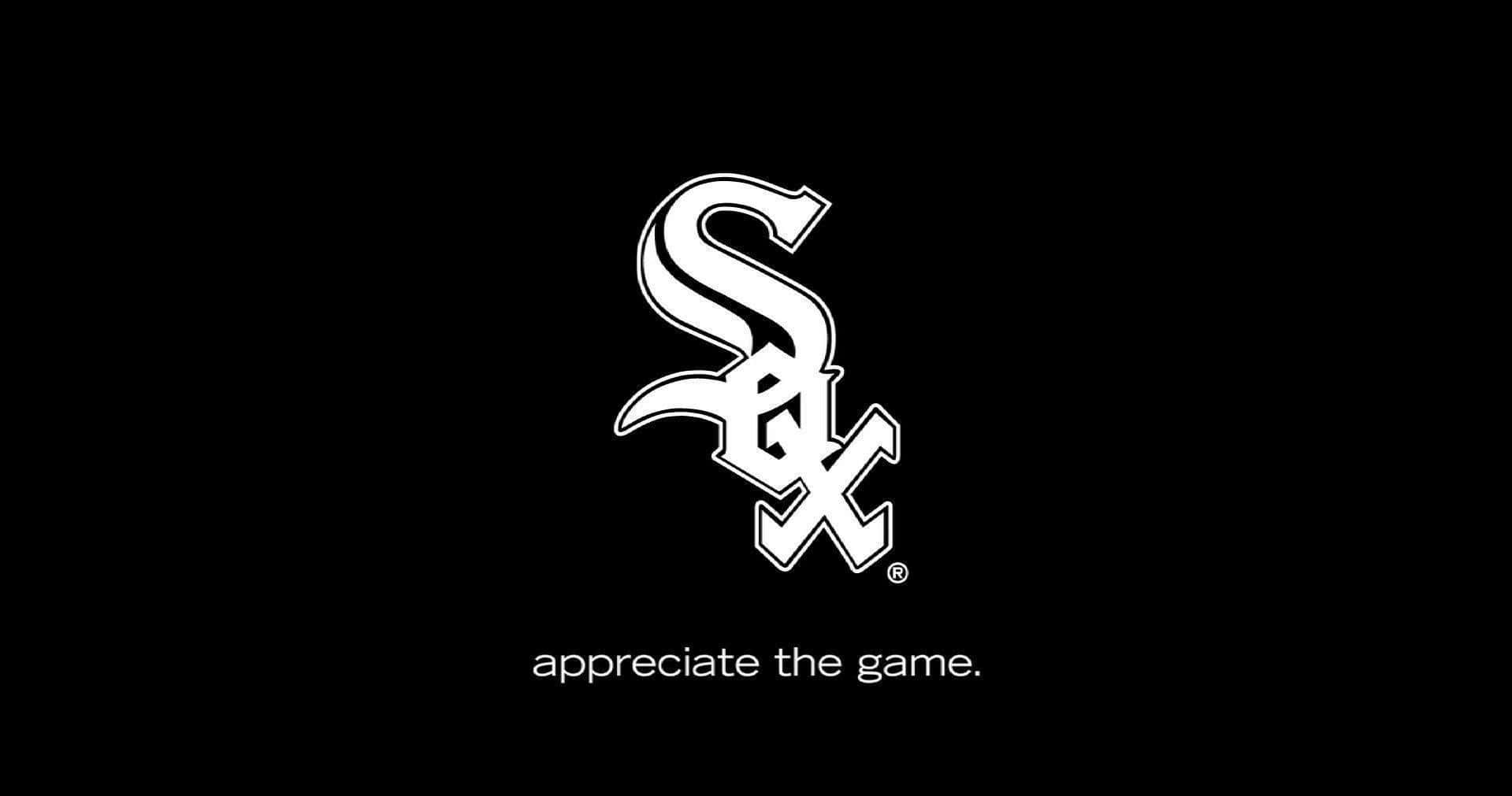 MLB Teams 桌布 壁紙 — 白色芝加哥白襪隊標誌及標語，置於純黑背景上。