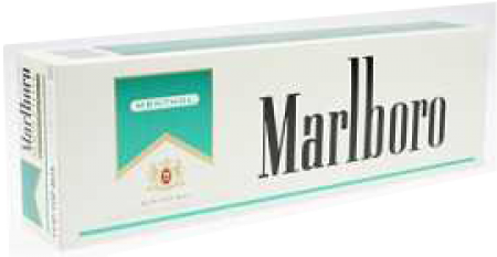 cigarettes 桌布 壁紙 — 白色萬寶路薄荷菸盒，帶有藍綠色點綴和粗體黑色字樣，以乾淨的產品照展示。