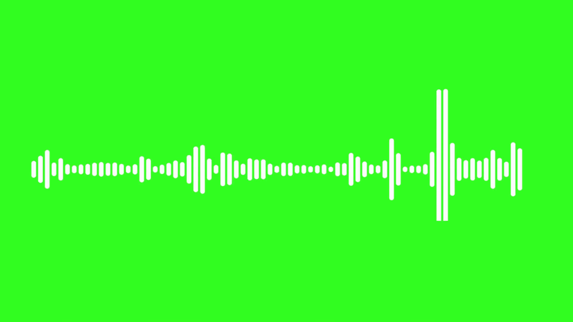 sound wave 桌布 壁紙 — 白色音頻波形脈衝在純亮綠色背景上。