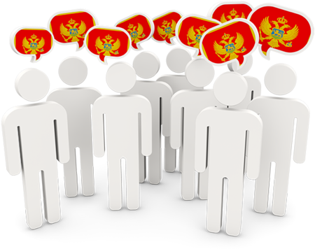 Speech Bubble 桌布 壁紙 — 白色風格化人物，頭頂有蒙特內哥羅國旗對話氣泡。