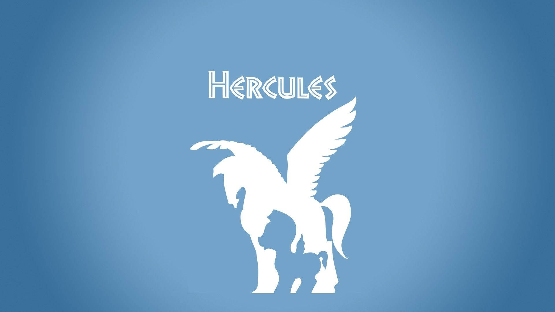 海克力斯 桌布 壁紙 — 白色飛馬剪影，上方有「Hercules」字樣，背景為柔和藍色漸變。