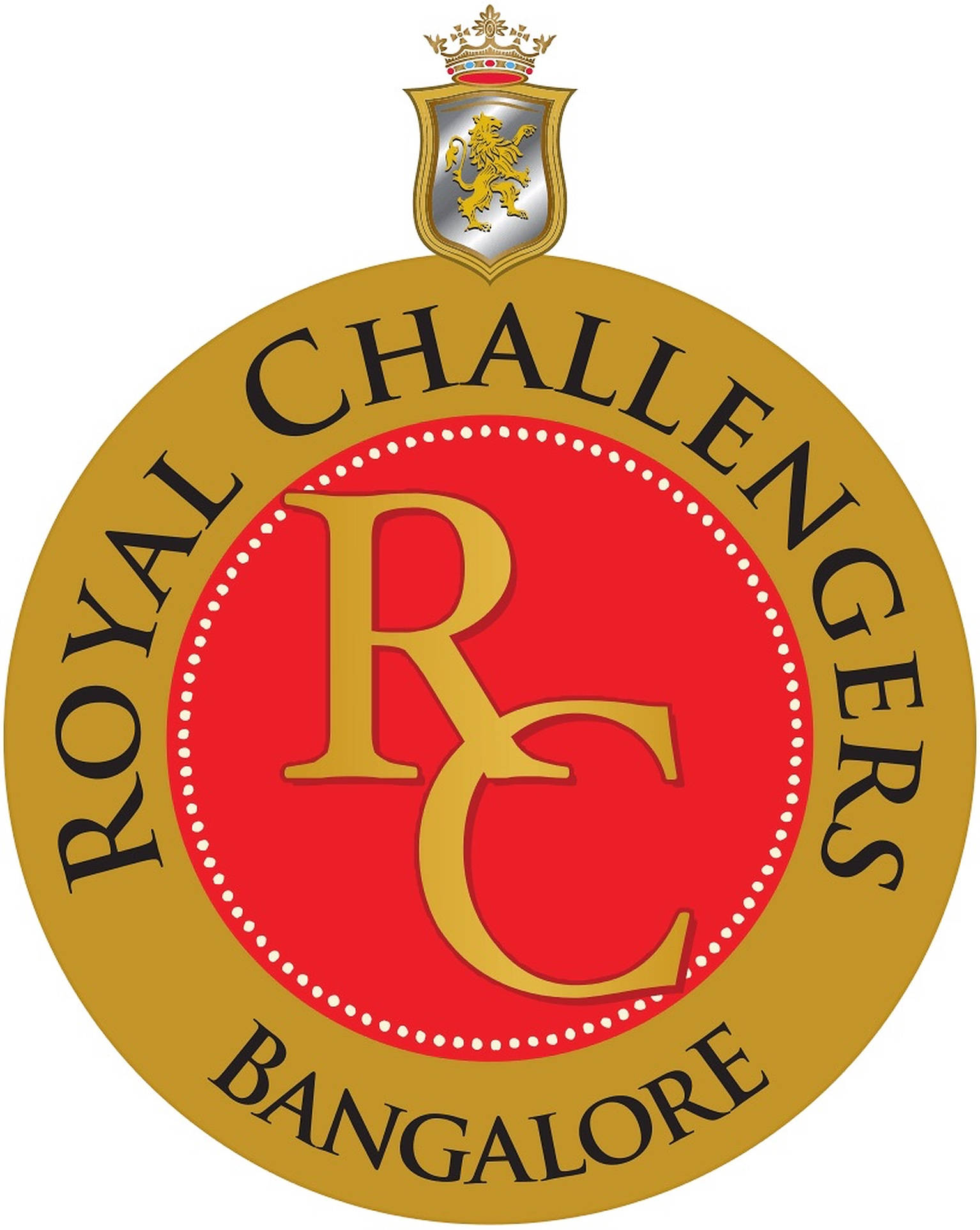 Royal 桌布 壁紙 — 皇家班加羅爾挑戰者隊的醒目圓形標誌，採用金色和紅色，並帶有戴皇冠的獅子圖案。