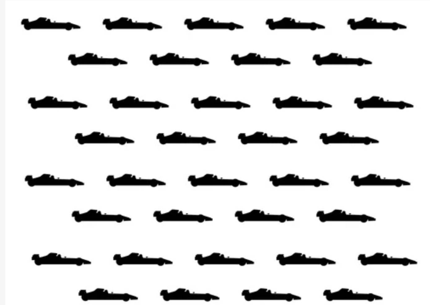 Silhouette 桌布 壁紙 — 相同黑色賽車剪影整齊排列成行，背景為純白色。