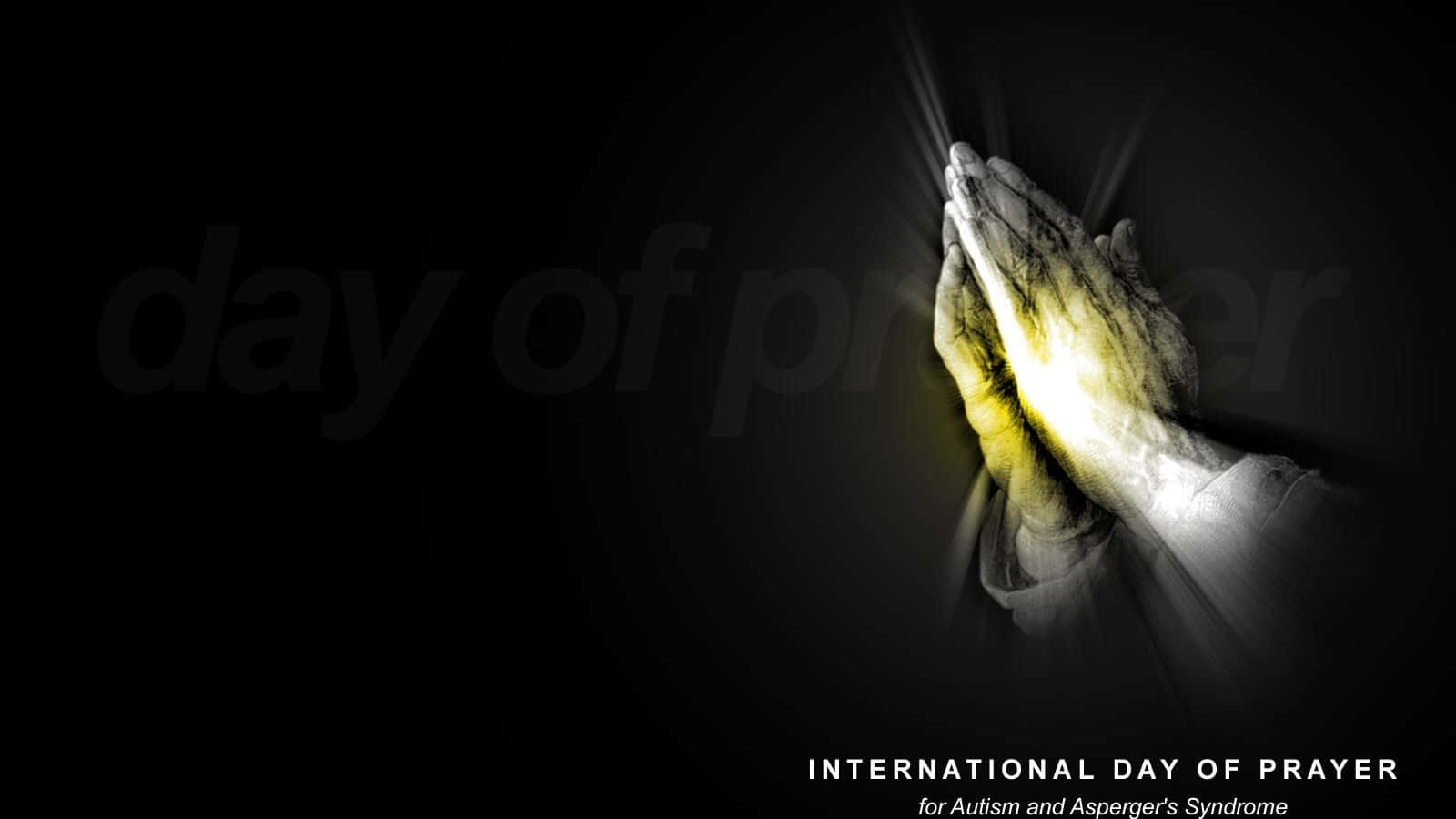 Praying 桌布 壁紙 — 祈禱中緊握的雙手在純黑背景上散發金色光芒。