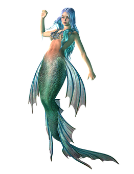神祕藍美人魚姿態 壁紙