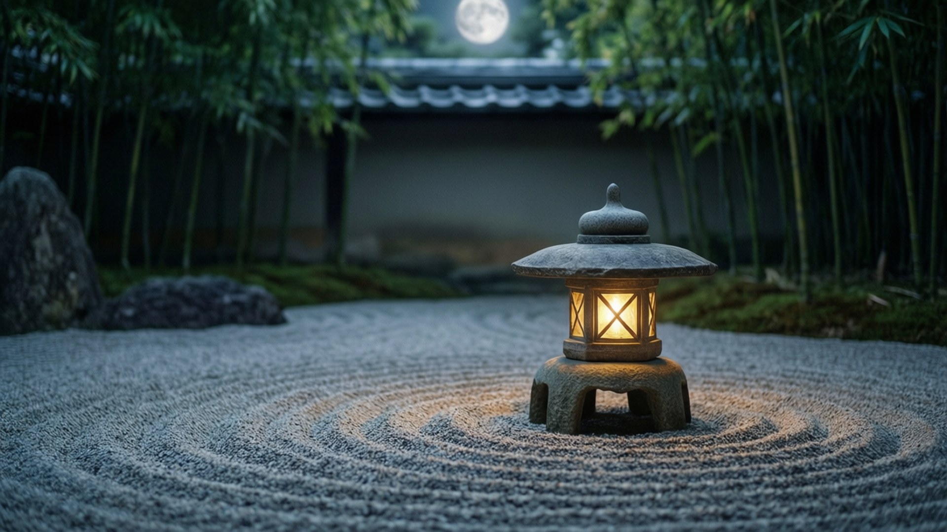 禪意花園燈籠 壁紙