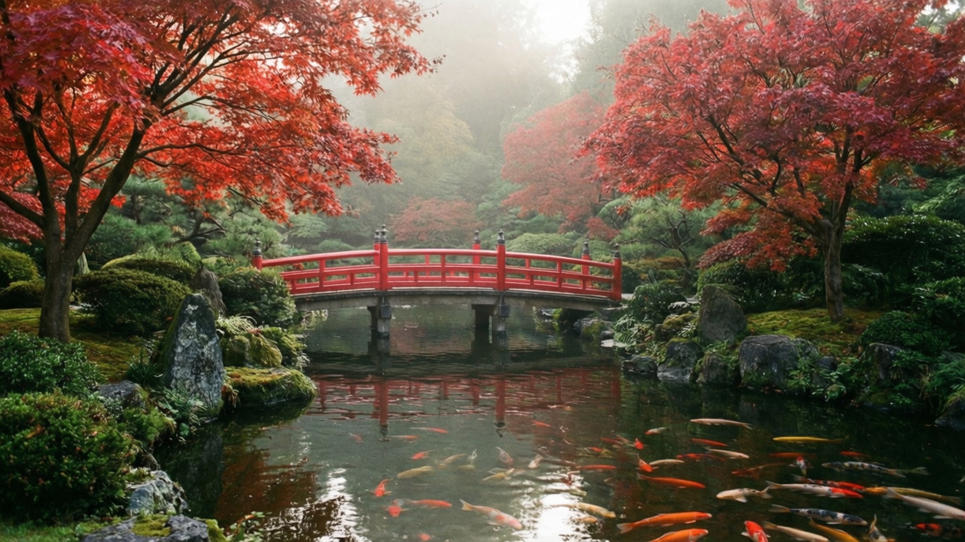 秋日日本庭園 壁紙