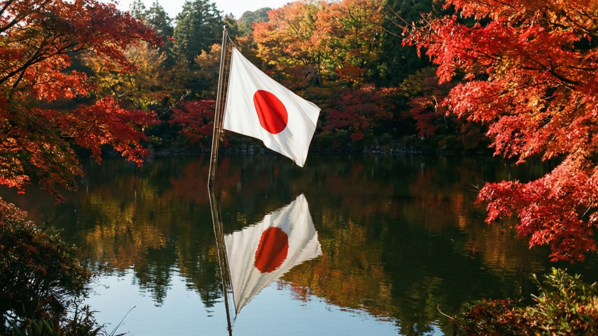 秋湖倒影 壁紙