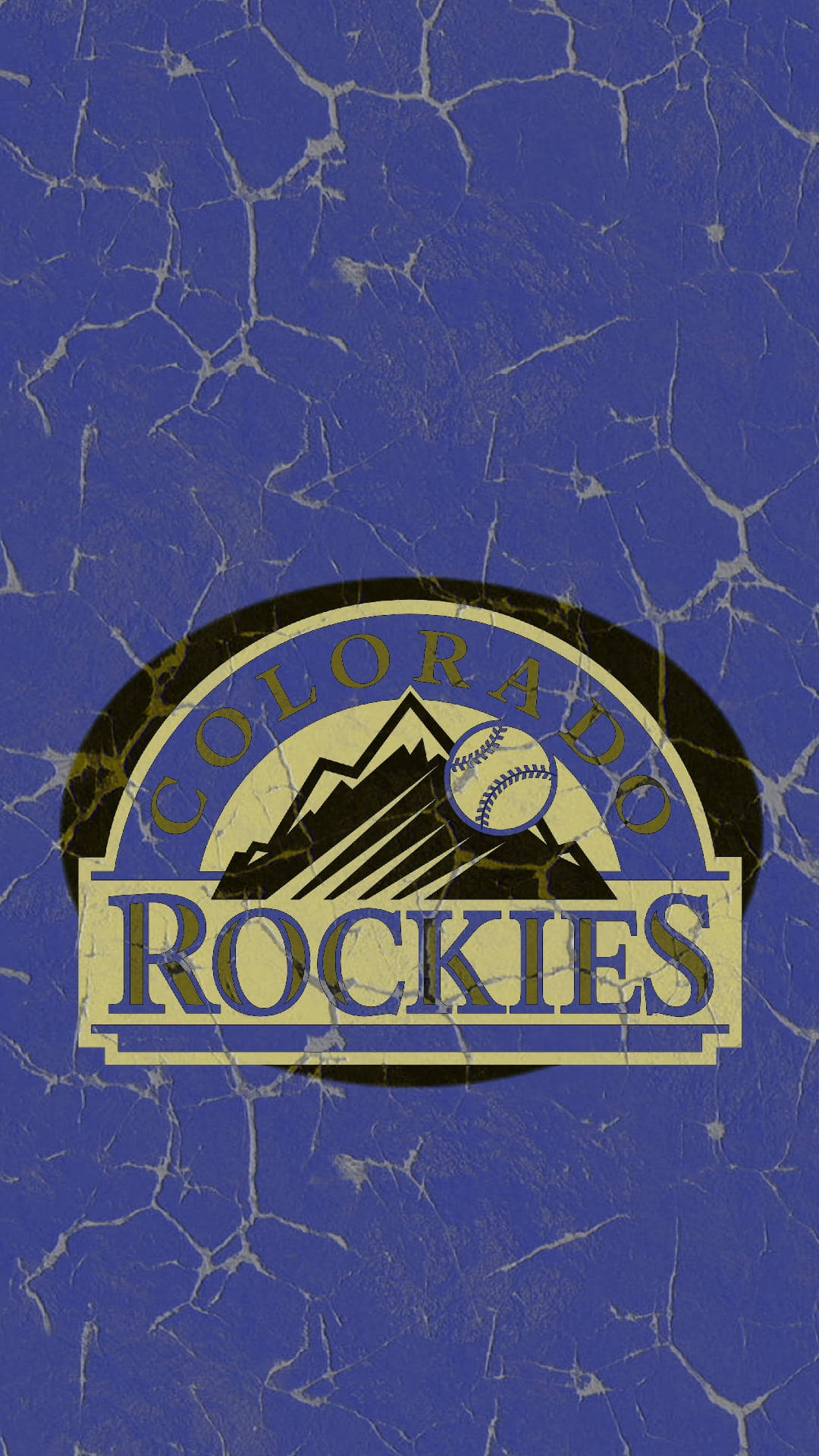 Rockies 桌布 壁紙 — 科羅拉多洛磯隊棒球標誌居中於帶裂紋的藍色紋理背景上。