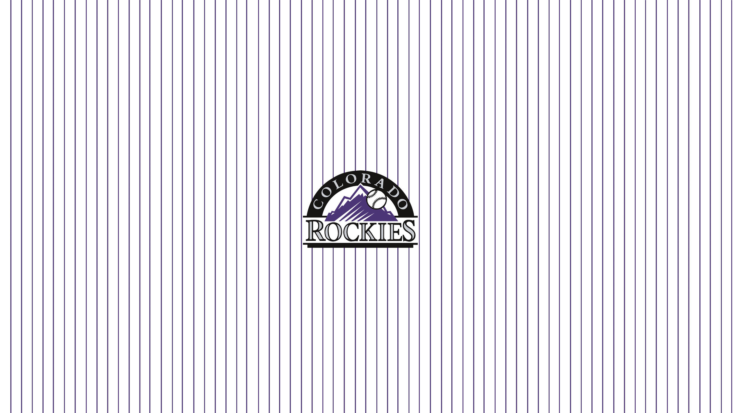 Rockies 桌布 壁紙 — 科羅拉多落磯隊棒球標誌居中於白色背景上，帶有細直的深藍色條紋。