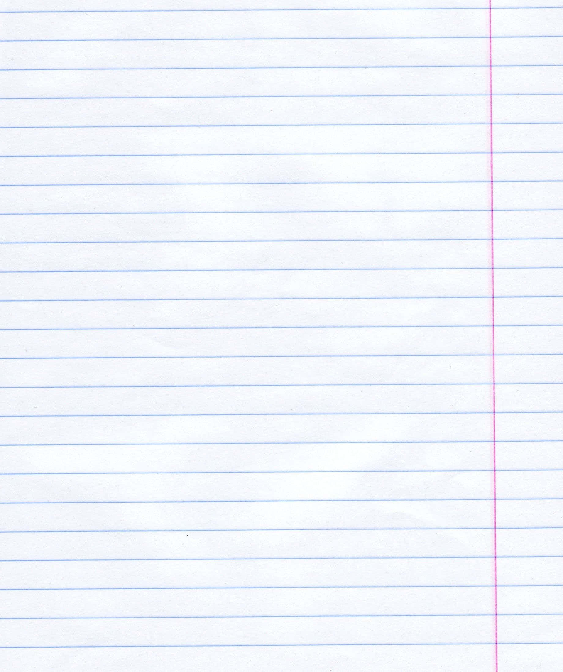 Notebook 桌布 壁紙 — 空白橫線筆記本紙張的特寫，帶有藍色水平線和右側的紅色邊距線。