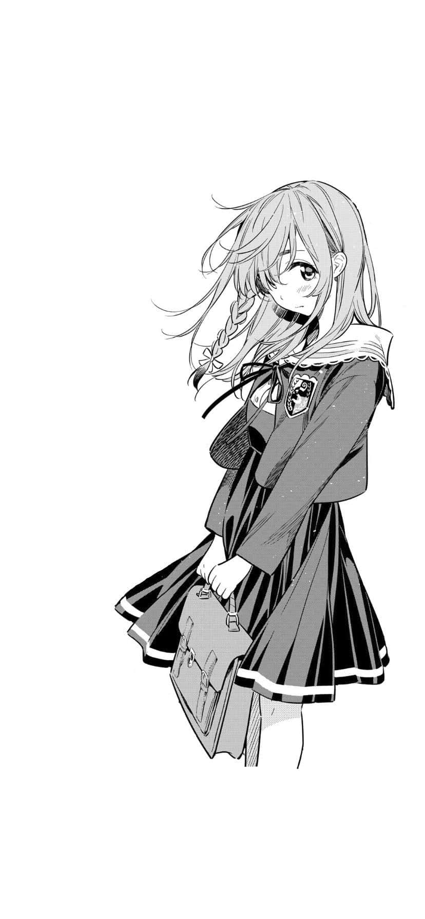 穿著制服揹著書包的女孩 壁紙