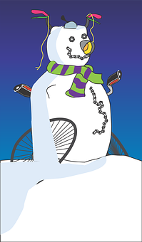 節慶雪人騎行插畫 壁紙