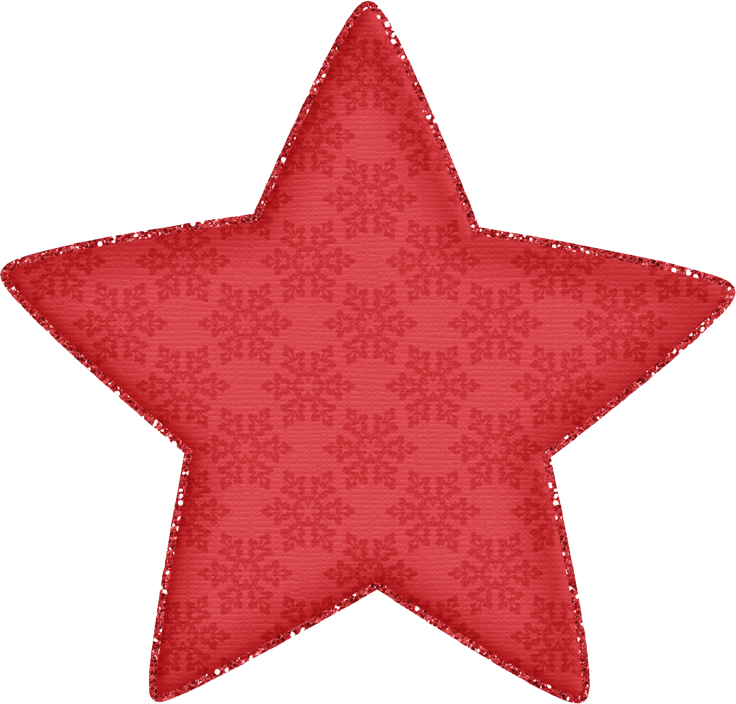 Christmas Clip Art 桌布 壁紙 — 節日紅色星星，帶有雪花圖案和閃亮邊緣，白色背景。
