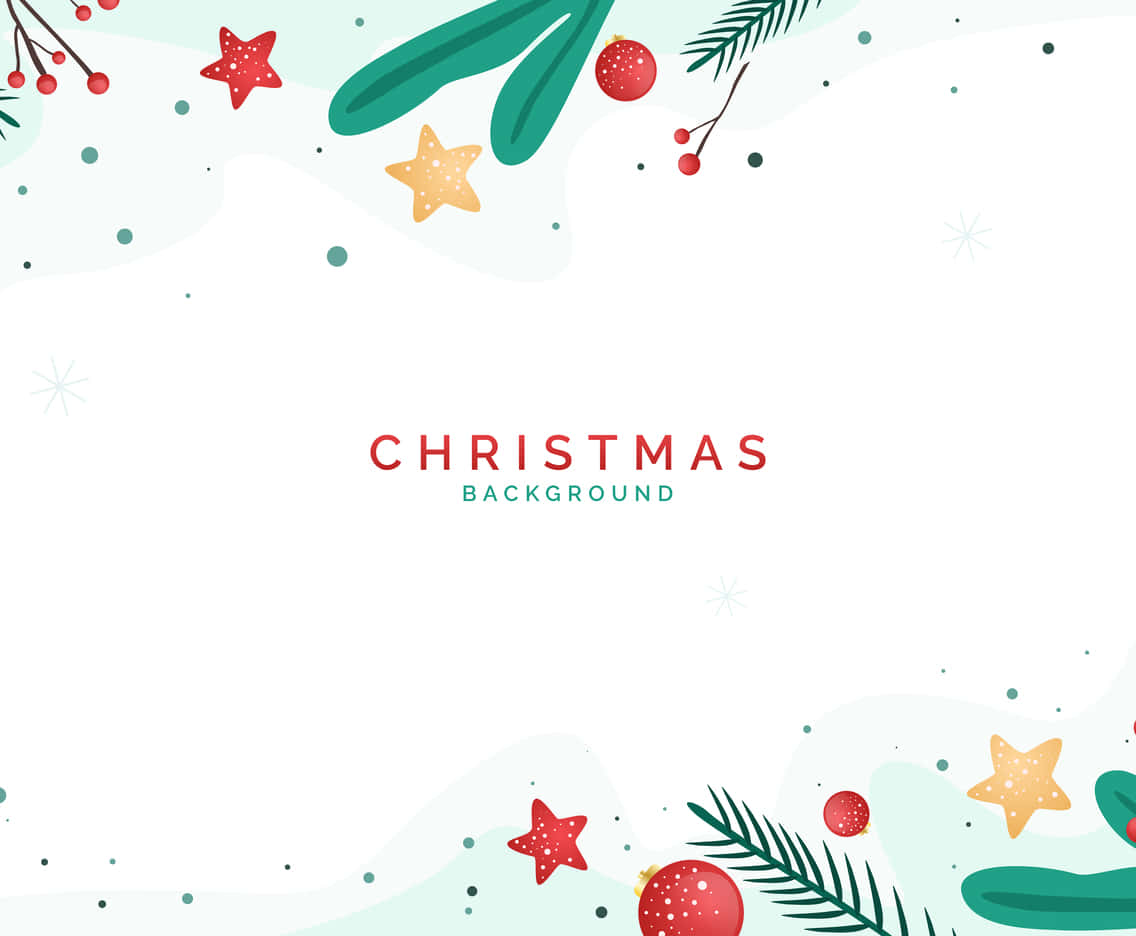 Microsoft Teams Christmas 桌布 壁紙 — 節日聖誕邊框，飾有紅色星星、松針和裝飾品，框住潔白空間。