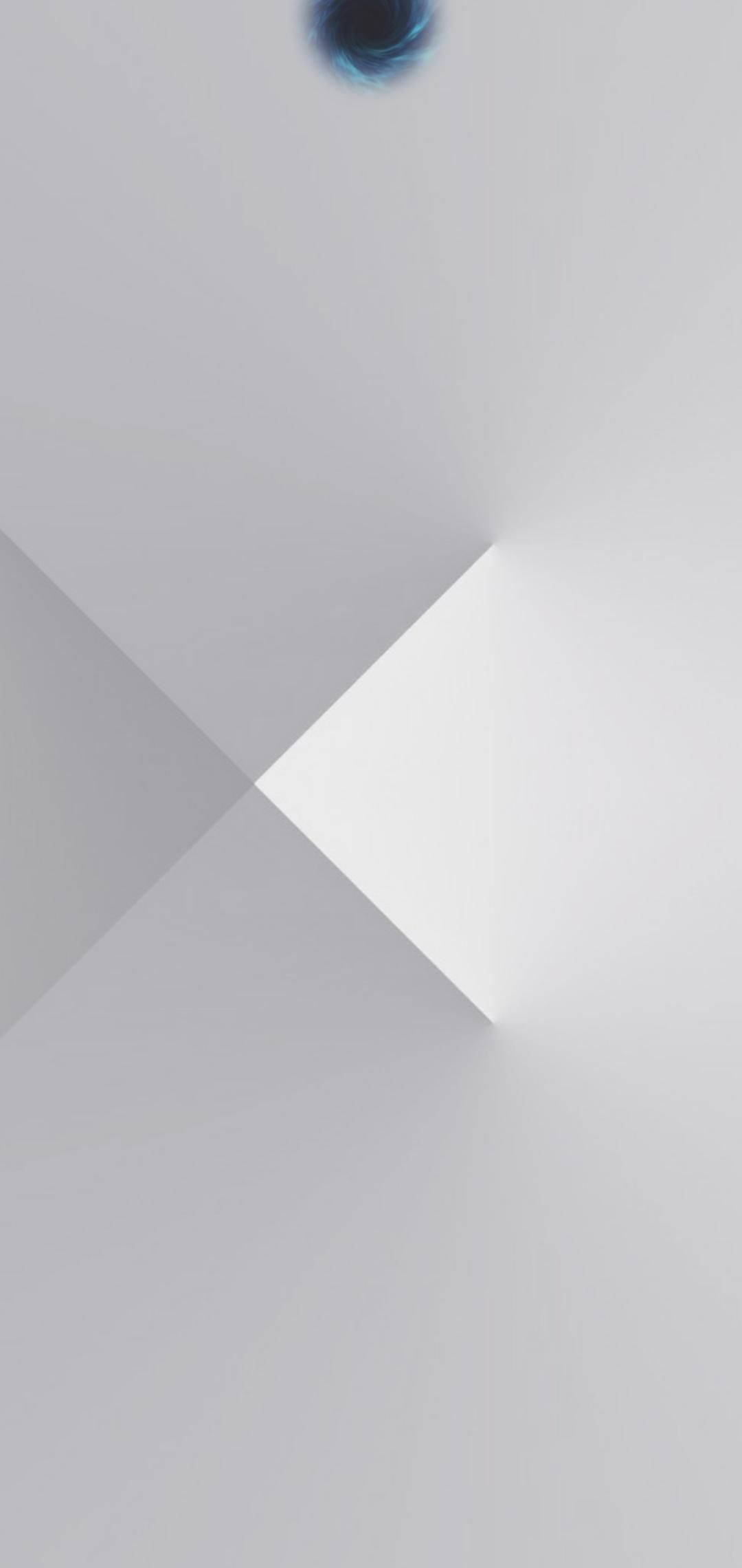 drop 桌布 壁紙 — 簡約抽象幾何壁紙，帶有柔和灰色調和角落的單個深藍色圓形點綴。