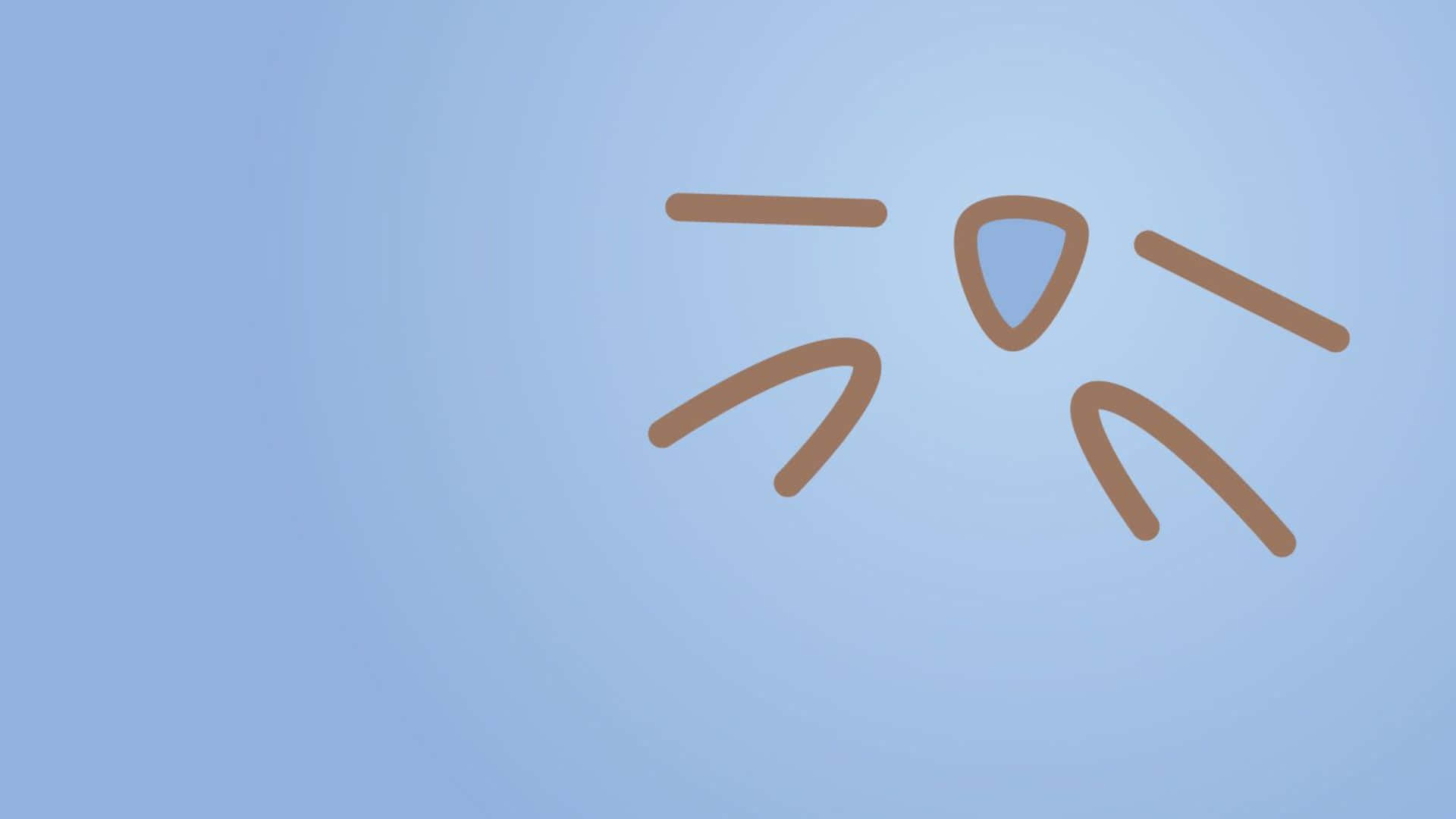 Kawaii Emoticon 桌布 壁紙 — 簡約抽象標誌，以棕色線條和藍色三角形置於柔和藍色漸變背景上。