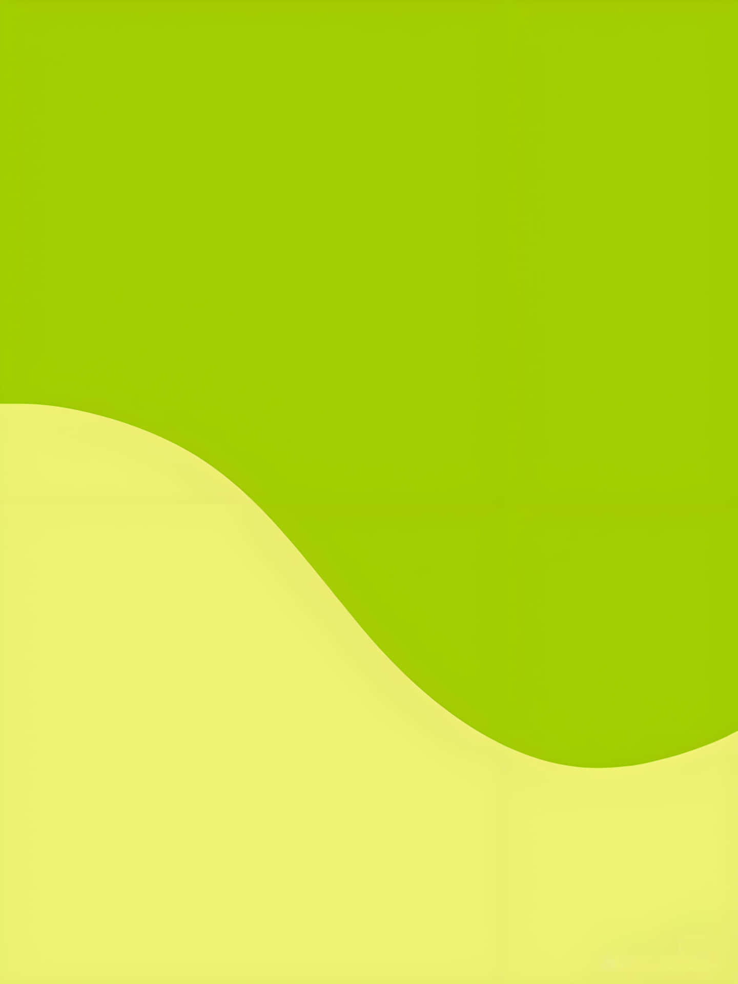 Lime green gradient wallpaper 壁紙 — 簡約抽象設計，以鮮明的萊姆綠色區域和柔和淡黃色波浪橫跨下半部分為特色。