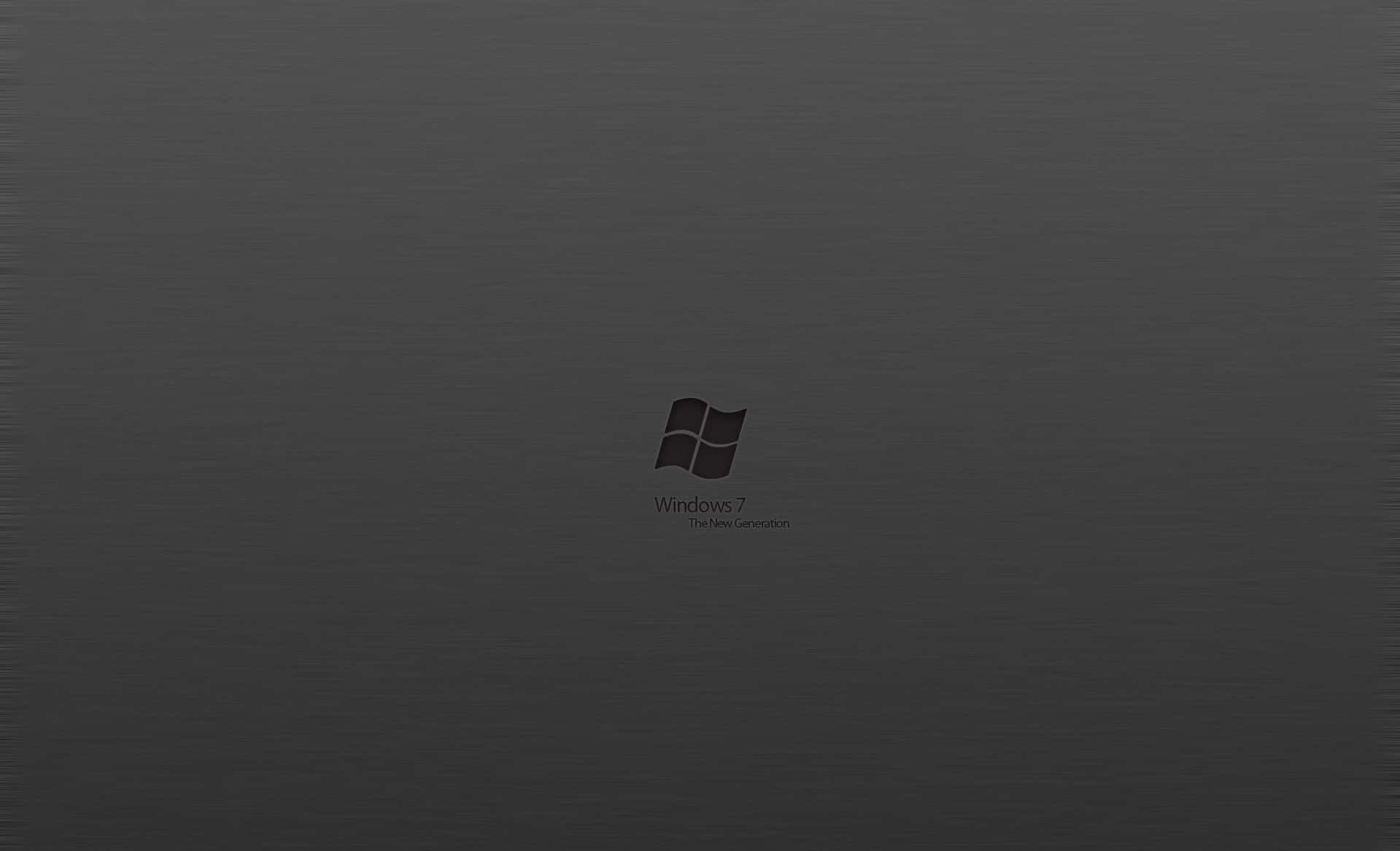 標誌 桌布 壁紙 — 簡約深灰色桌布，Windows 7 標誌和文字居中於有紋理的背景上。