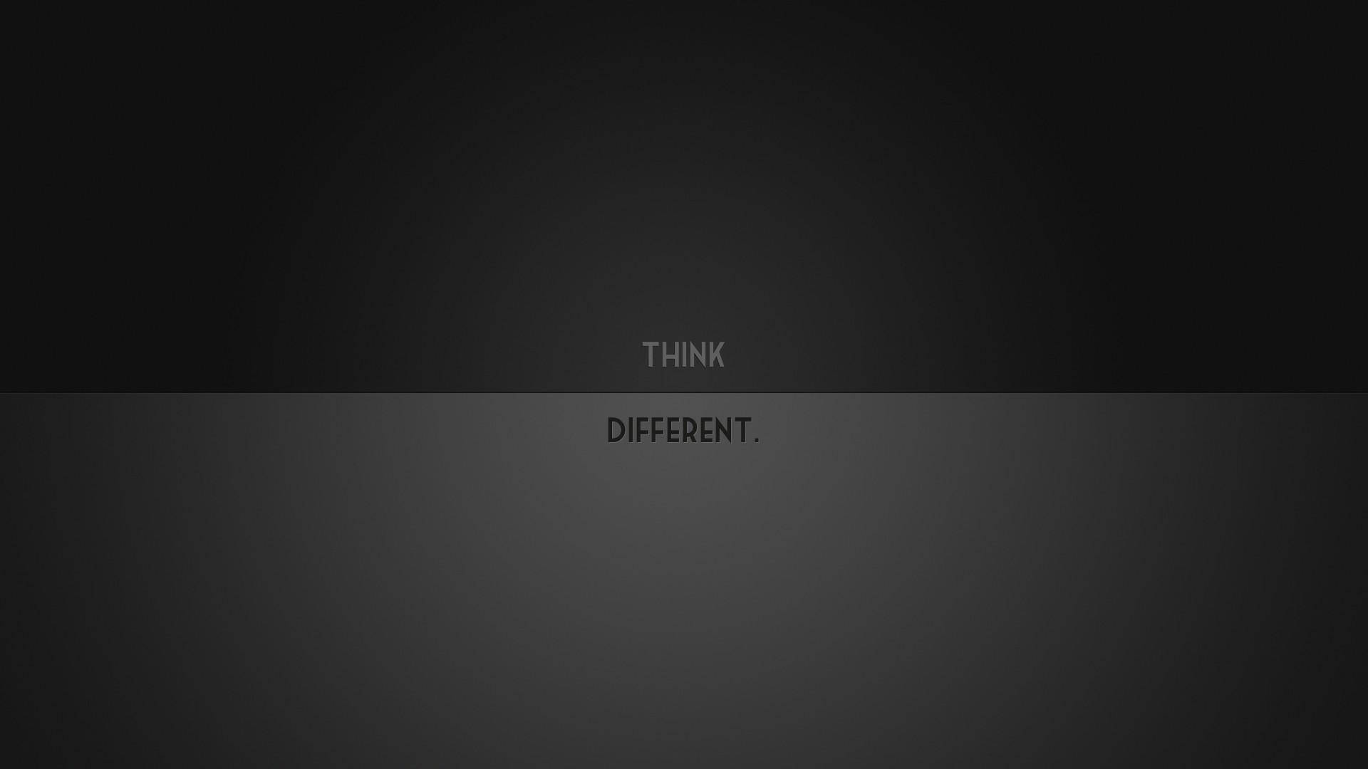 極簡桌面 桌布 壁紙 — 簡約深灰色漸變背景，中央放置激勵文字 think different，採用乾淨的無襯線字體。