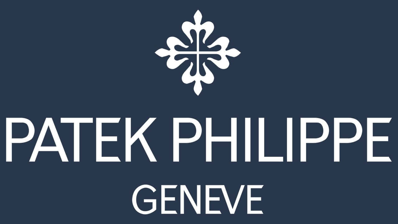 品牌 桌布 壁紙 — 簡約深藍色背景上，白色Patek Philippe標誌和文字以乾淨的無襯線字體呈現。