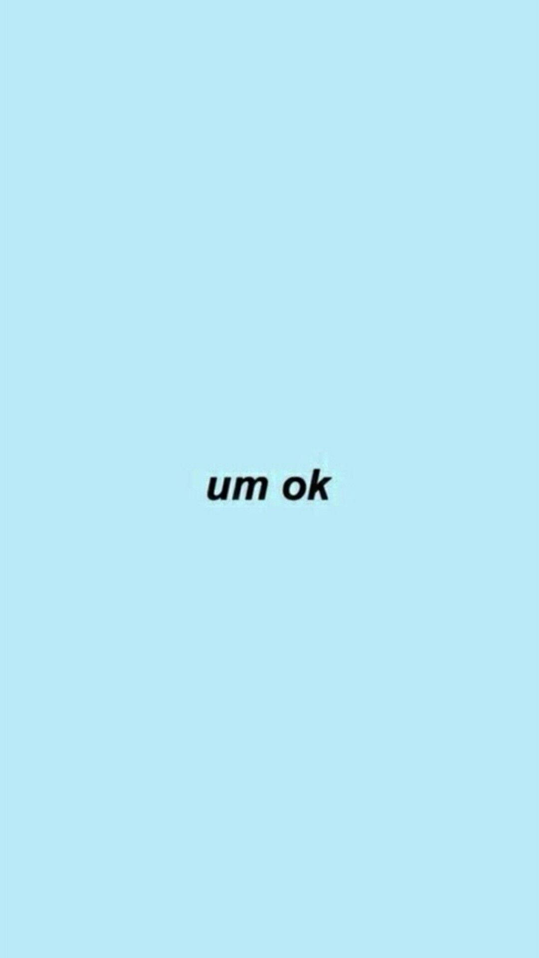 桌布 壁紙 — 簡約淺藍色背景，中央有黑色文字顯示 um ok。