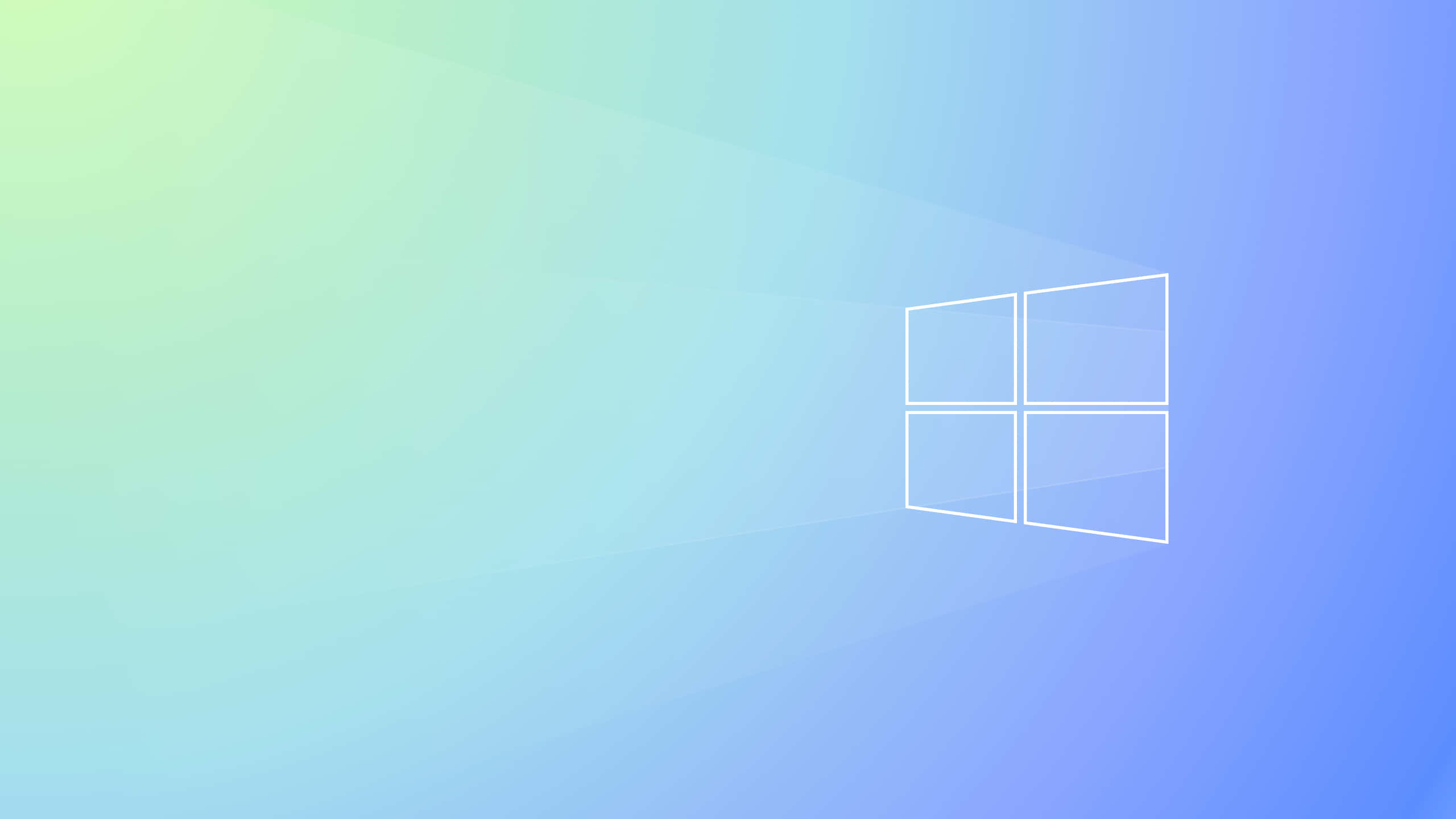 Windows Default 桌布 壁紙 — 簡約漸層背景，白色Windows標誌漂浮在柔和的藍色和綠色色調中。