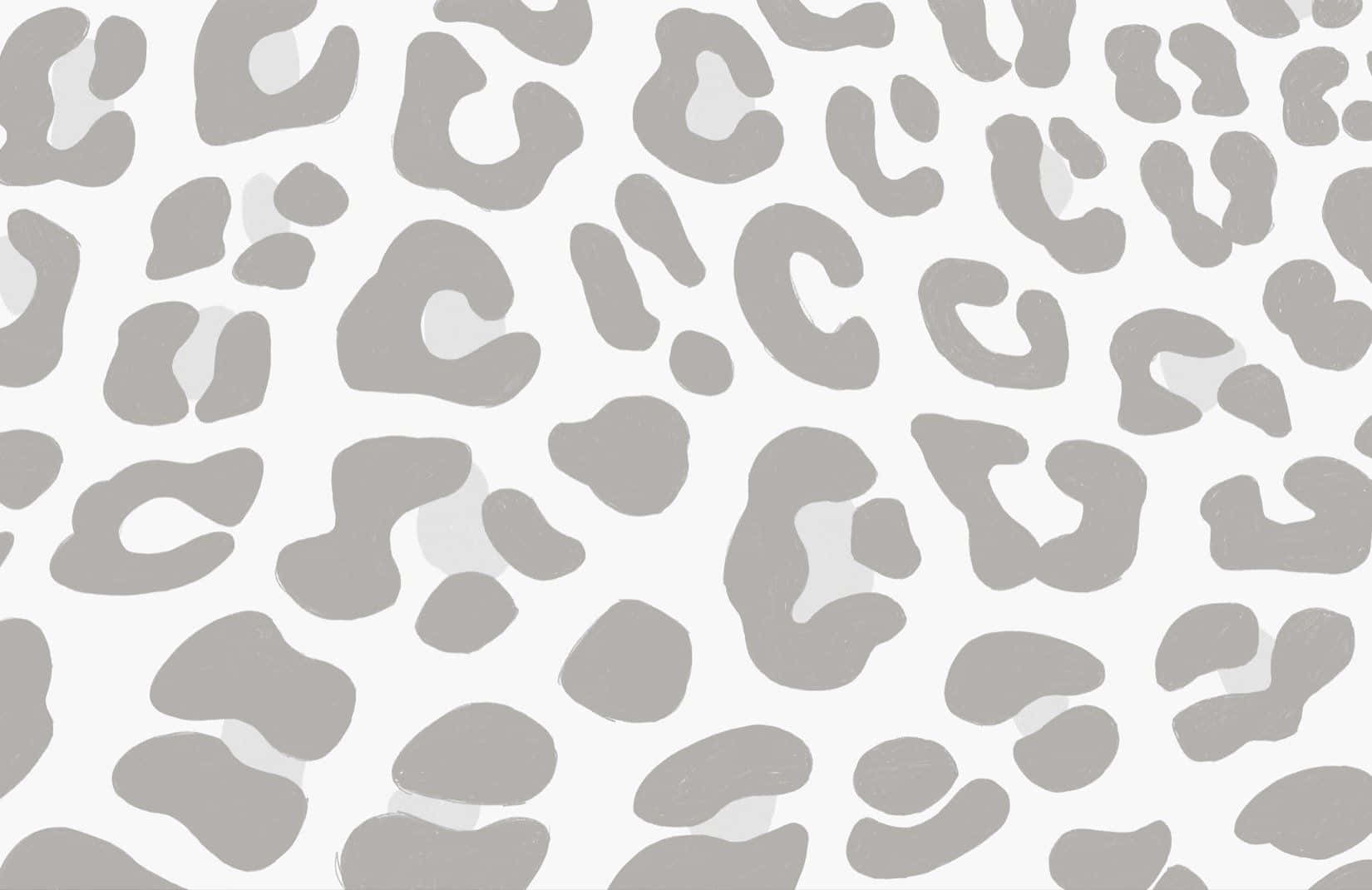 White Leopard Print 桌布 壁紙 — 簡約灰色和白色豹紋圖案，帶有柔軟的筆觸紋理。
