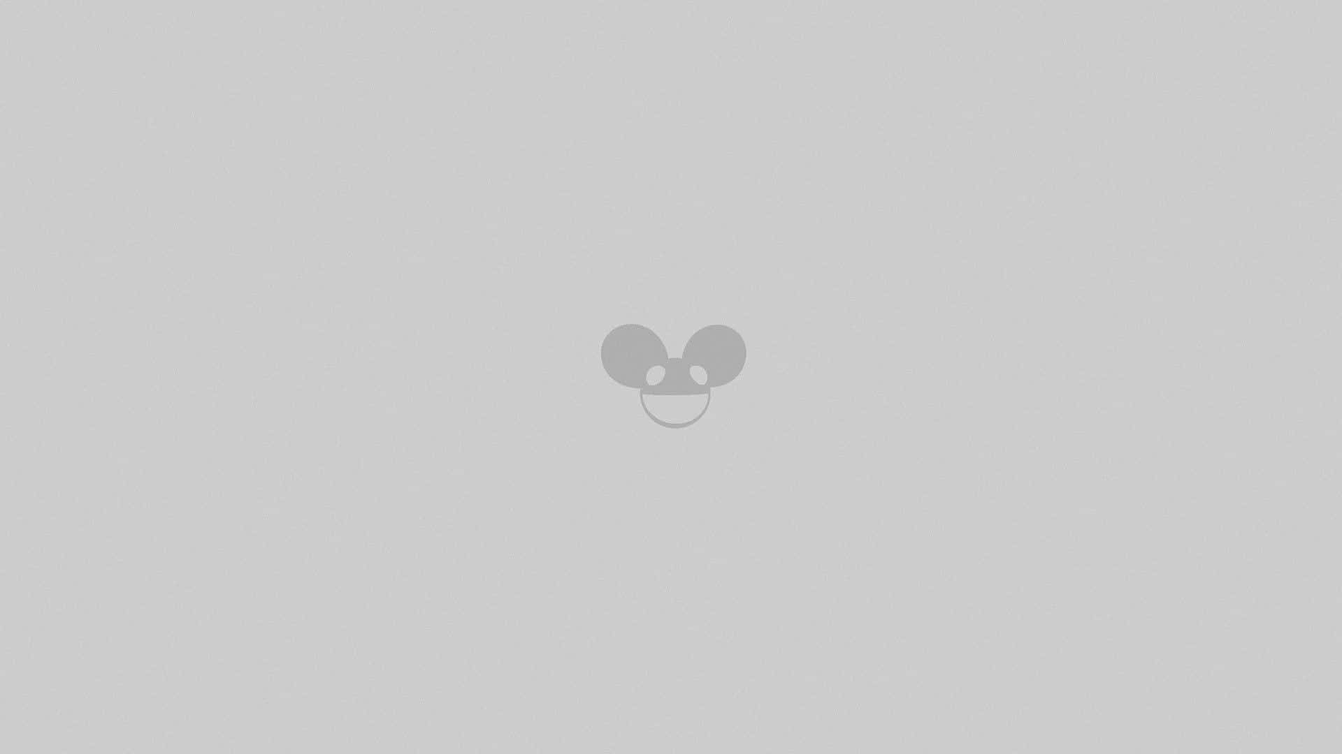 White Aesthetic Laptop 桌布 壁紙 — 簡約灰色背景，中央有一個簡單的笑臉老鼠頭標誌。