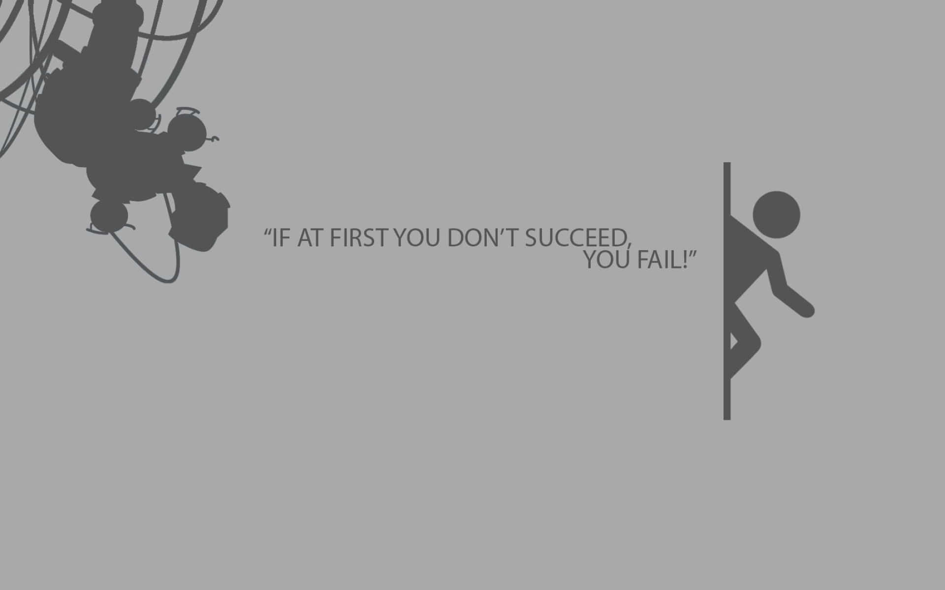 Success 桌布 壁紙 — 簡約灰色背景，有一個攀爬的人物和一個墜落的人物，以及關於失敗和成功的文字。
