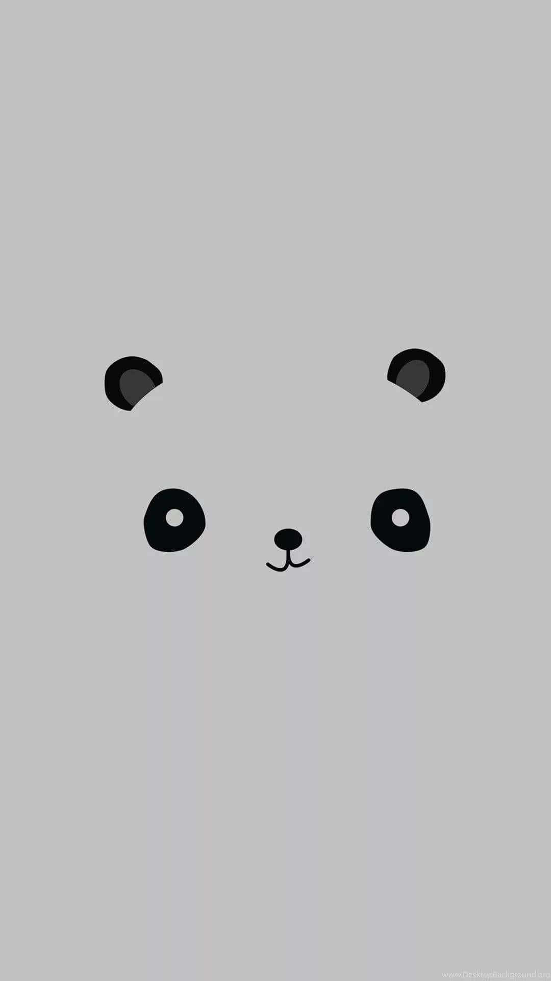 Cute Pattern iPhone 桌布 壁紙 — 簡約熊貓臉，帶有簡單的黑色特徵，背景為柔和的灰色漸變。