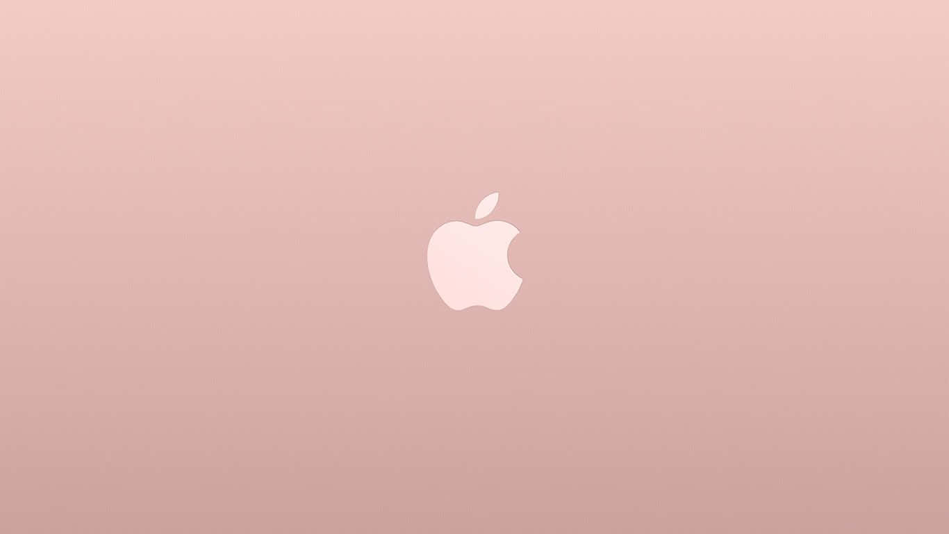 Rose Gold Desktop 桌布 壁紙 — 簡約玫瑰金漸層背景，中央放置白色Apple標誌。