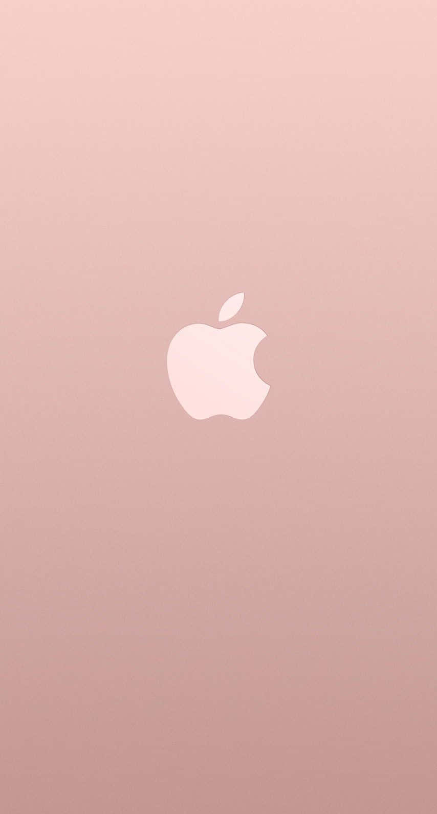 蘋果標誌 iPhone 桌布 壁紙 — 簡約玫瑰金色桌布，中央放置白色Apple標誌，背景為柔和漸變色。